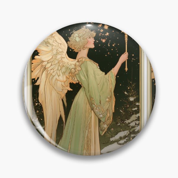 Item preview, Art nouveau Christmas angel card designed and sold by MendaciousMina.