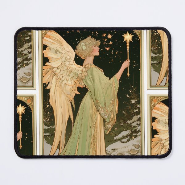 Item preview, Art nouveau Christmas angel card designed and sold by MendaciousMina.