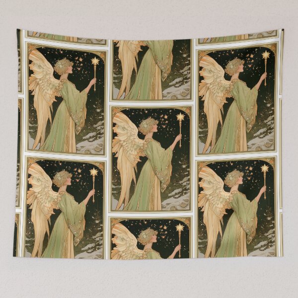 Item preview, Art nouveau Christmas angel card designed and sold by MendaciousMina.