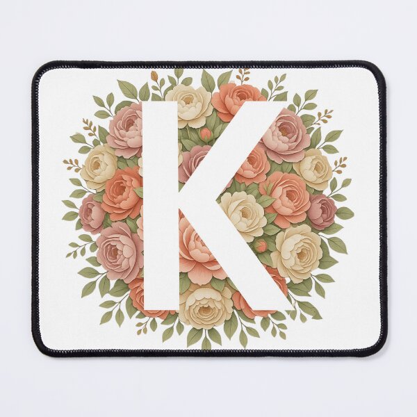 Item preview, White Letter K Floral Monogram designed and sold by ITCHAWAWAA.