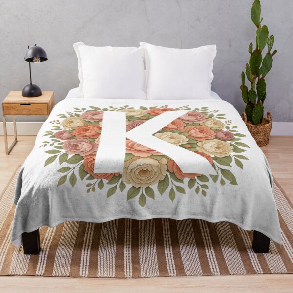 Item preview, White Letter K Floral Monogram designed and sold by ITCHAWAWAA.