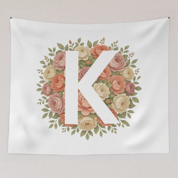 Item preview, White Letter K Floral Monogram designed and sold by ITCHAWAWAA.