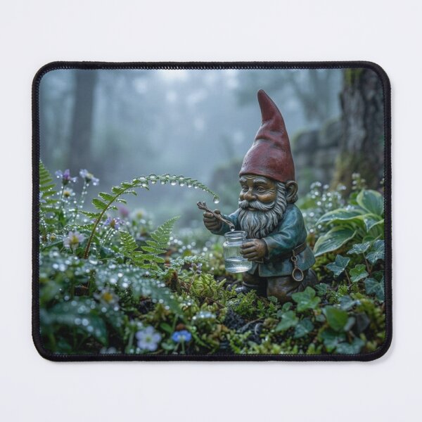 Item preview, Gnome Collecting Dewdrops at Dawn Art Print – Dawn Nature Gift, Poland Travel Decor designed and sold by Purrfecta.