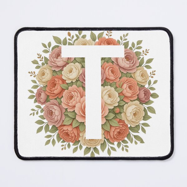 Item preview, White Letter T Floral Monogram designed and sold by ITCHAWAWAA.