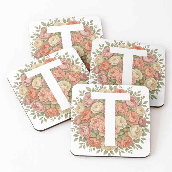 Item preview, White Letter T Floral Monogram designed and sold by ITCHAWAWAA.