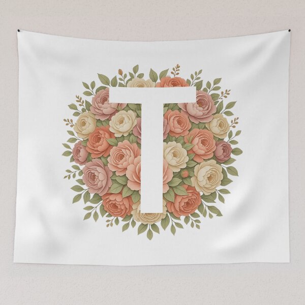 Item preview, White Letter T Floral Monogram designed and sold by ITCHAWAWAA.