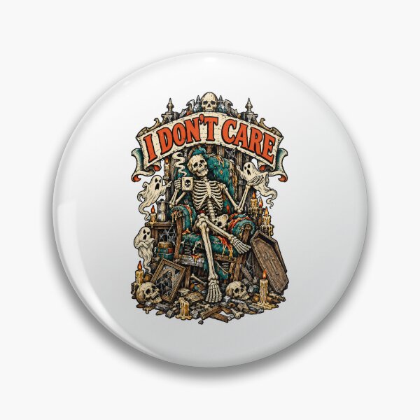 Item preview, I Dont Care Skeleton Chair Ghosts Coffee Vintage designed and sold by Kromia.