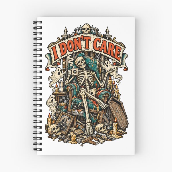 Item preview, I Dont Care Skeleton Chair Ghosts Coffee Vintage designed and sold by Kromia.