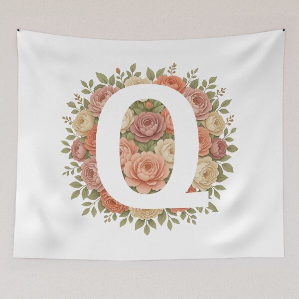 Item preview,  White Letter Q Floral Monogram designed and sold by ITCHAWAWAA.
