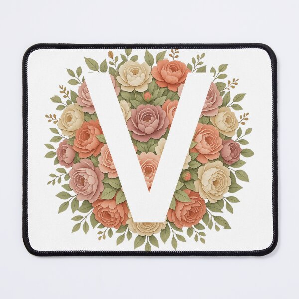 Item preview, White Letter V Floral Monogram designed and sold by ITCHAWAWAA.