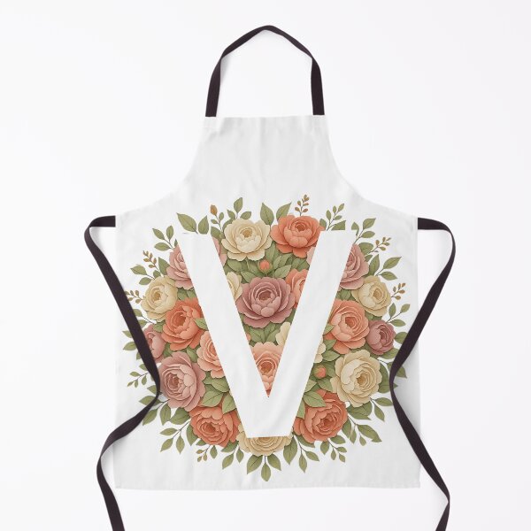 Item preview, White Letter V Floral Monogram designed and sold by ITCHAWAWAA.