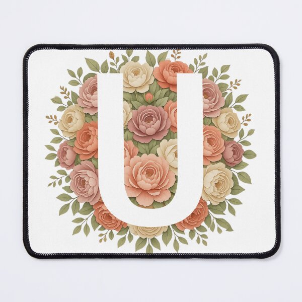 Item preview, White Letter U Floral Monogram designed and sold by ITCHAWAWAA.