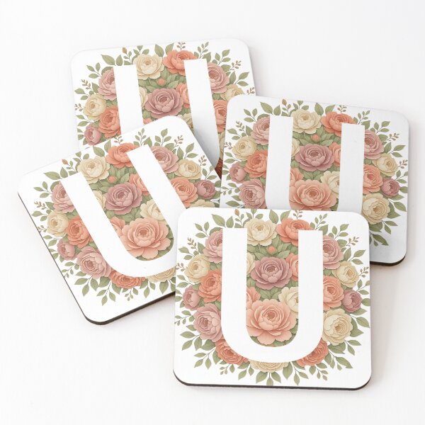 Item preview, White Letter U Floral Monogram designed and sold by ITCHAWAWAA.