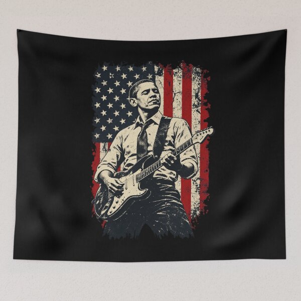 Item preview, obama  playing guitar  designed and sold by Starry Night Creative Art.