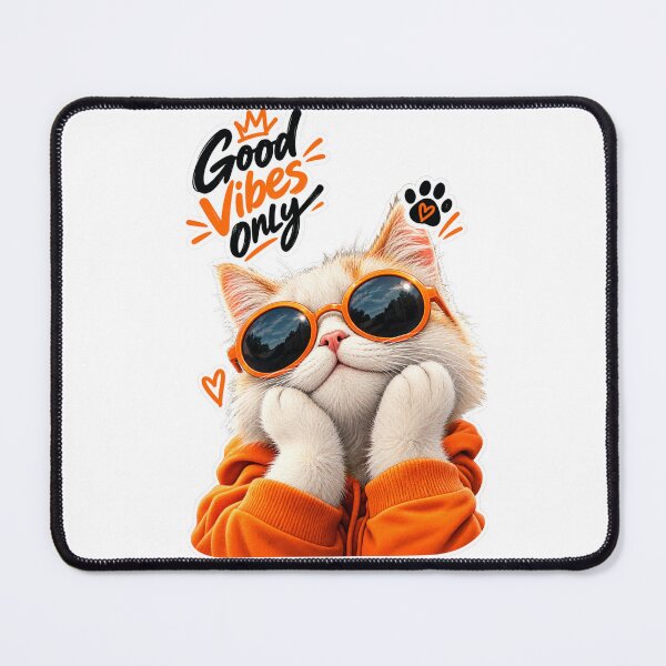 Item preview, Cool Cat Good Vibes Only Orange Aesthetic Sticker designed and sold by PRIME4YOU.