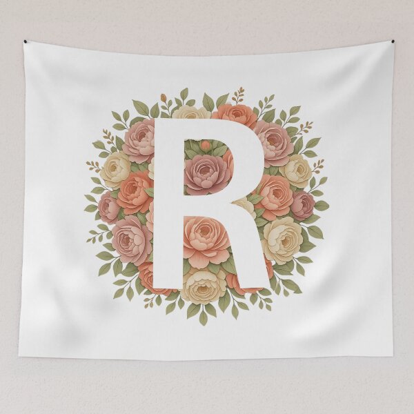Item preview, White Letter R Floral Monogram designed and sold by ITCHAWAWAA.