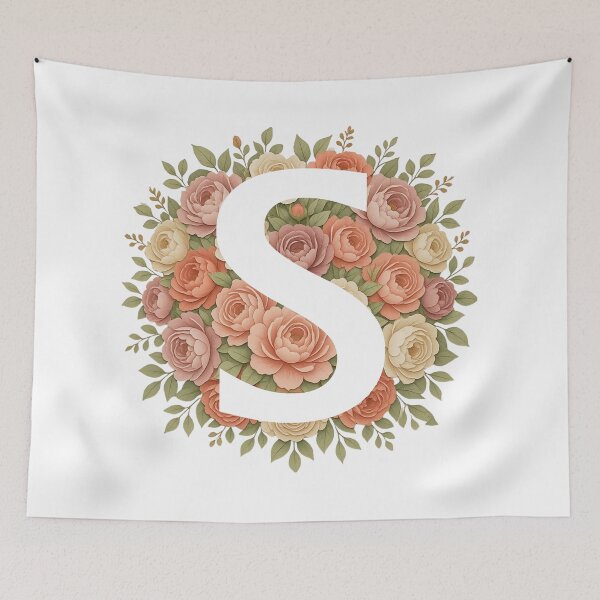 Item preview, White Letter S Floral Monogram designed and sold by ITCHAWAWAA.