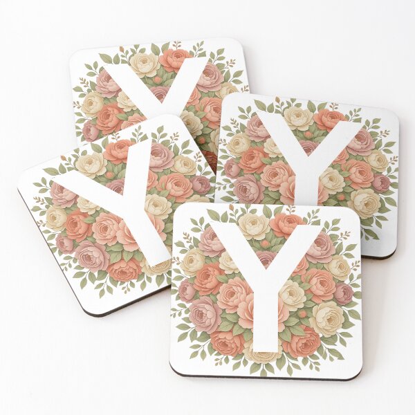 Item preview, White Letter Y Floral Monogram designed and sold by ITCHAWAWAA.