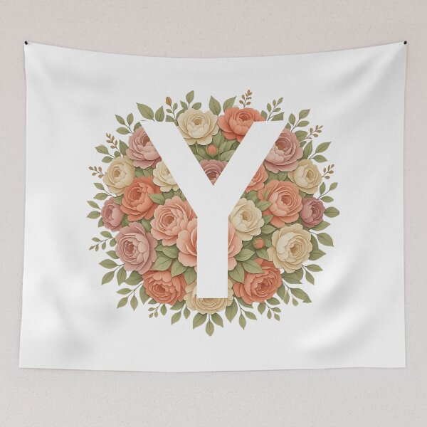 Item preview, White Letter Y Floral Monogram designed and sold by ITCHAWAWAA.