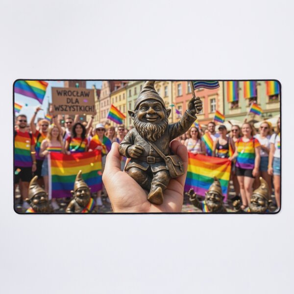 Item preview, Gnomes at Pride Parade Art Print – Pride Gift, Poland Travel Decor designed and sold by Purrfecta.