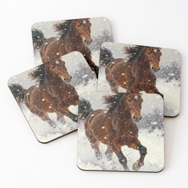 Item preview, Bay Horse Galloping Through Snowfall designed and sold by KAMOCHI Art.