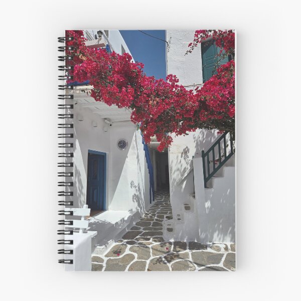 Item preview, Mykonos Street with Blooming Pink Bougainvillea designed and sold by NinelRo.