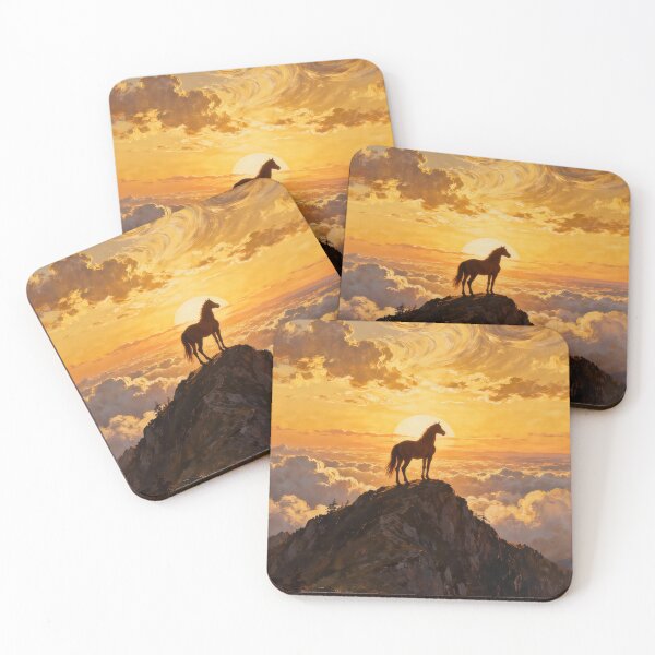 Item preview, Horse on Mountain Peak at Sunset designed and sold by Simple Life & KAMOCHI.