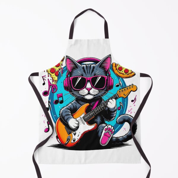 Item preview, Cool Cat Playing Electric Guitar with Pizza designed and sold by Marcello Aivazi.