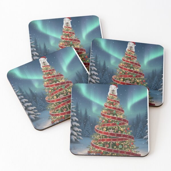 Item preview, Fluffy Samoyed Christmas Star Dog: Northern Lights Holiday Tree Topper designed and sold by VibranPalette.