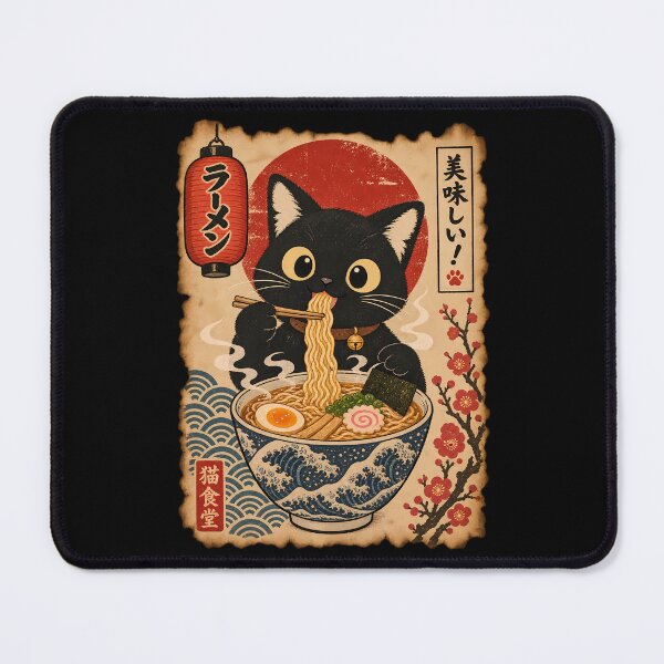 Item preview, Japanese Ramen Cat - Neko Shokudo Vintage Ukiyo-e Poster designed and sold by TheSamuraiCat.