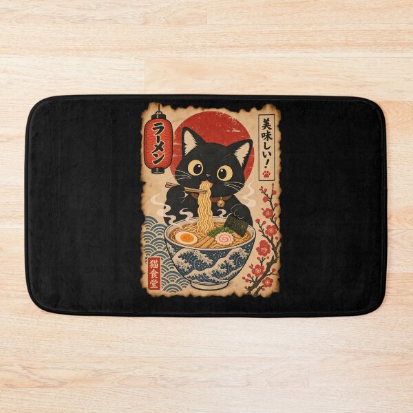 Item preview, Japanese Ramen Cat - Neko Shokudo Vintage Ukiyo-e Poster designed and sold by TheSamuraiCat.