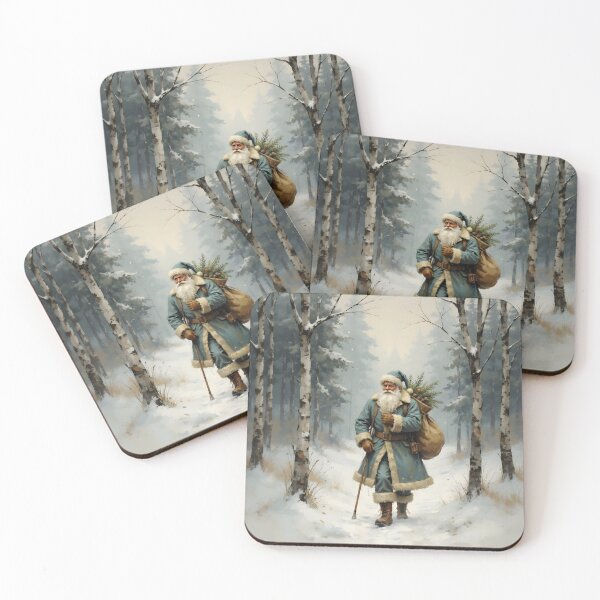 Item preview, Vintage Santa in a Snowy Birch Forest designed and sold by Connys Colorful World.
