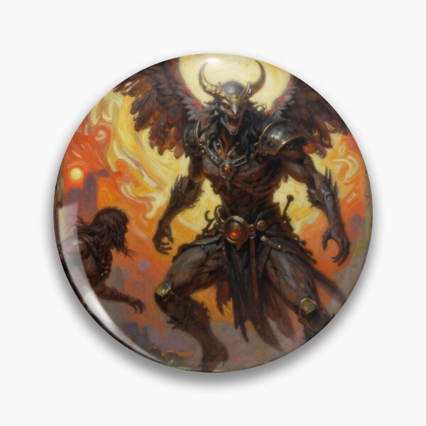 Item preview, Epic Dark‑Fantasy Scene with Winged Guardian and Fiery Ruins designed and sold by FotoworldEdel.