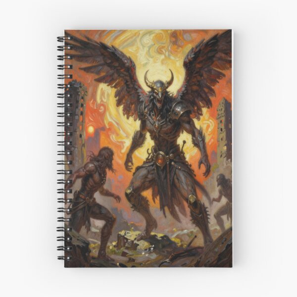 Item preview, Epic Dark‑Fantasy Scene with Winged Guardian and Fiery Ruins designed and sold by FotoworldEdel.