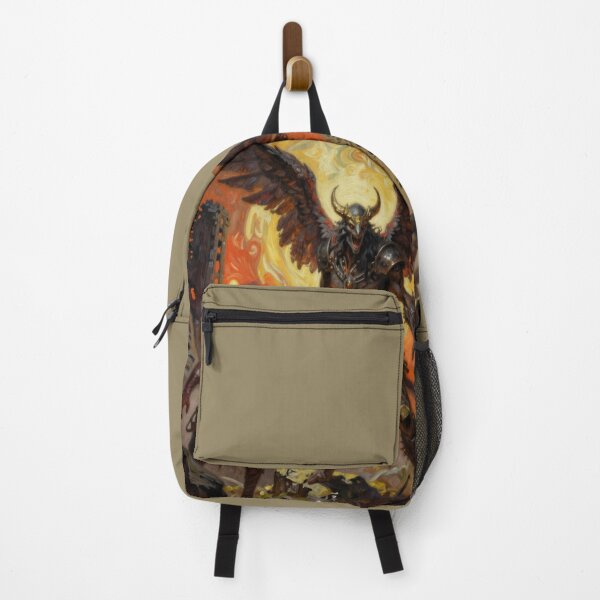 Item preview, Epic Dark‑Fantasy Scene with Winged Guardian and Fiery Ruins designed and sold by FotoworldEdel.