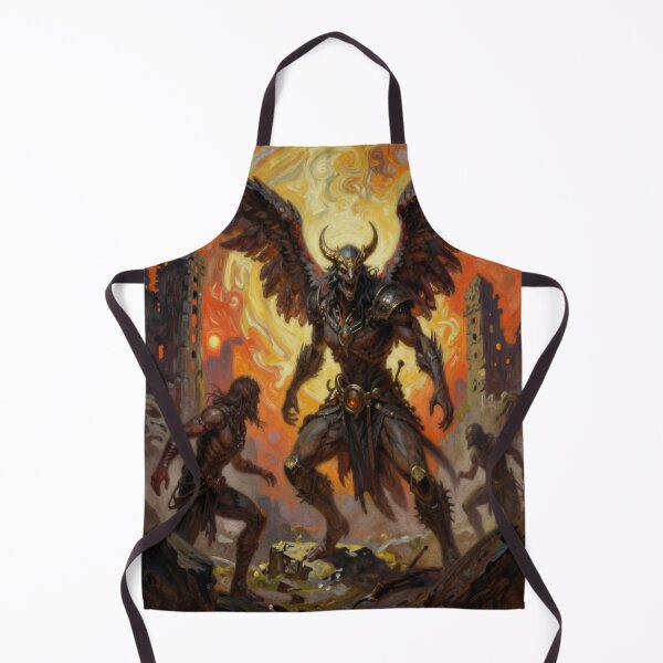 Item preview, Epic Dark‑Fantasy Scene with Winged Guardian and Fiery Ruins designed and sold by FotoworldEdel.