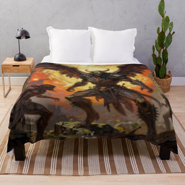 Item preview, Epic Dark‑Fantasy Scene with Winged Guardian and Fiery Ruins designed and sold by FotoworldEdel.