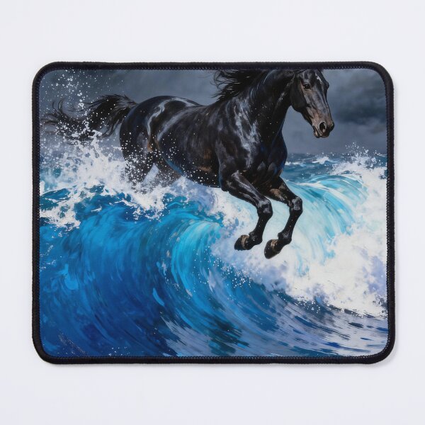 Item preview, Black Horse Leaping Over Ocean Waves designed and sold by Simple Life & KAMOCHI.