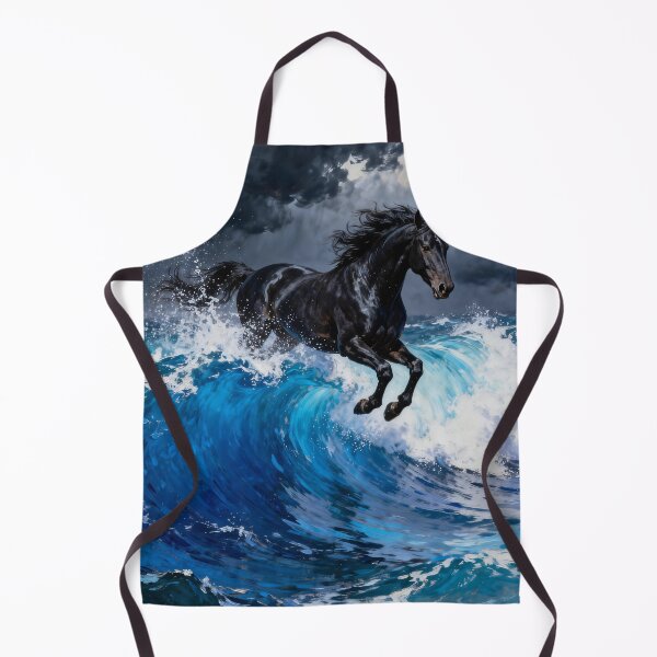 Item preview, Black Horse Leaping Over Ocean Waves designed and sold by KAMOCHI Art.