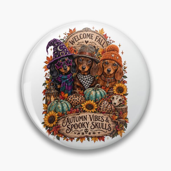 Item preview, Halloween Autumn Vibes Spooky Skulls Dachshunds designed and sold by Sovereign Supply Co..