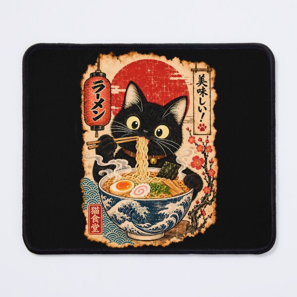 Item preview, Ramen Cat 2 - Neko Shokudo Vintage Ukiyo-e Poster designed and sold by TheSamuraiCat.