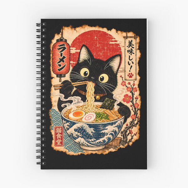 Item preview, Ramen Cat 2 - Neko Shokudo Vintage Ukiyo-e Poster designed and sold by TheSamuraiCat.