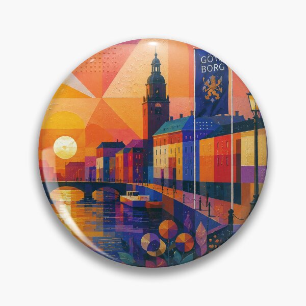 Item preview, Gothenburg by night painting, Sweden – a cubist artwork of this beautiful Scandinavian city. designed and sold by GalleryKauffeld.