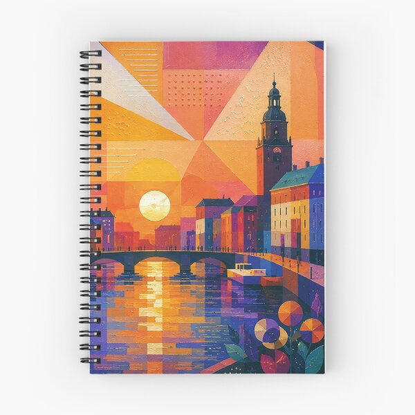 Item preview, Gothenburg by night painting, Sweden – a cubist artwork of this beautiful Scandinavian city. designed and sold by GalleryKauffeld.