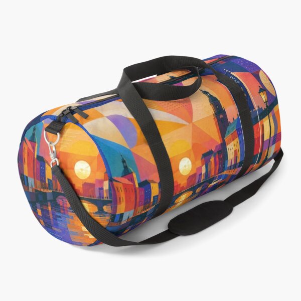 Item preview, Gothenburg by night painting, Sweden – a cubist artwork of this beautiful Scandinavian city. designed and sold by GalleryKauffeld.
