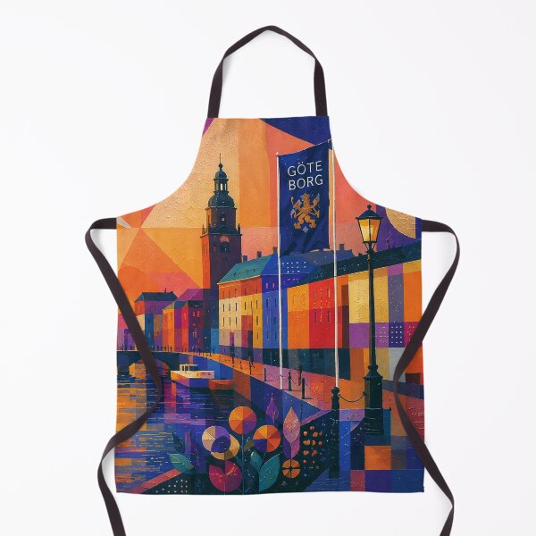 Item preview, Gothenburg by night painting, Sweden – a cubist artwork of this beautiful Scandinavian city. designed and sold by GalleryKauffeld.