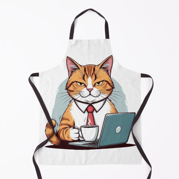 Item preview, Grumpy Business Cat Working on Laptop with Coffee designed and sold by Marcello Aivazi.