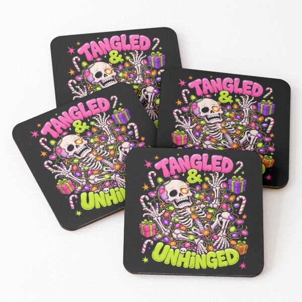 Item preview, Tangled And Unhinged Funny Christmas Skeleton Lights Tee designed and sold by Design Vibras.