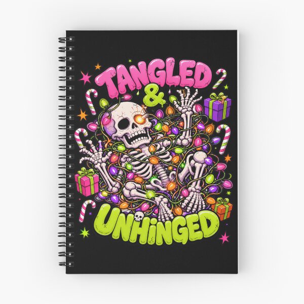 Item preview, Tangled And Unhinged Funny Christmas Skeleton Lights Tee designed and sold by Design Vibras.