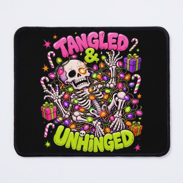 Item preview, Tangled And Unhinged Funny Christmas Skeleton Lights Tee designed and sold by Design Vibras.
